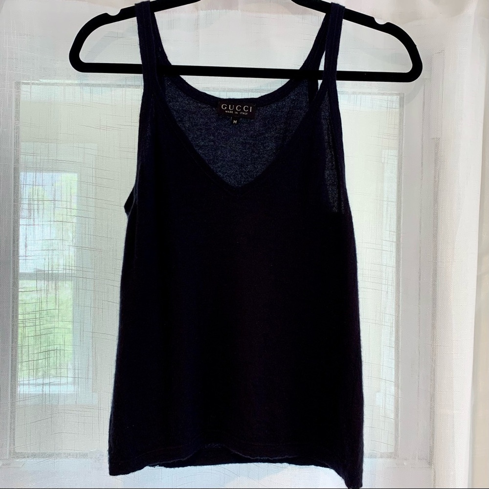 Vintage Gucci Cashmere Tank Top, Navy Blue